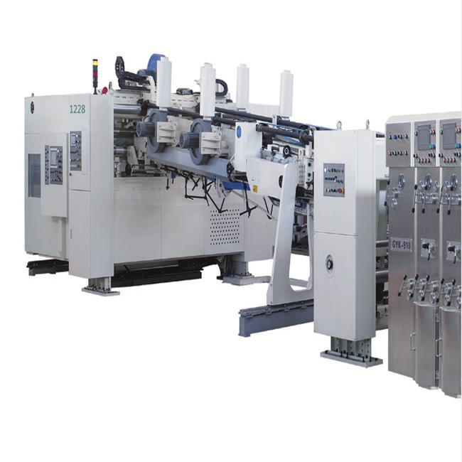 Full automatic Flexo Printing die cutting Folding Gluing & Strapping on line carton box packing machine