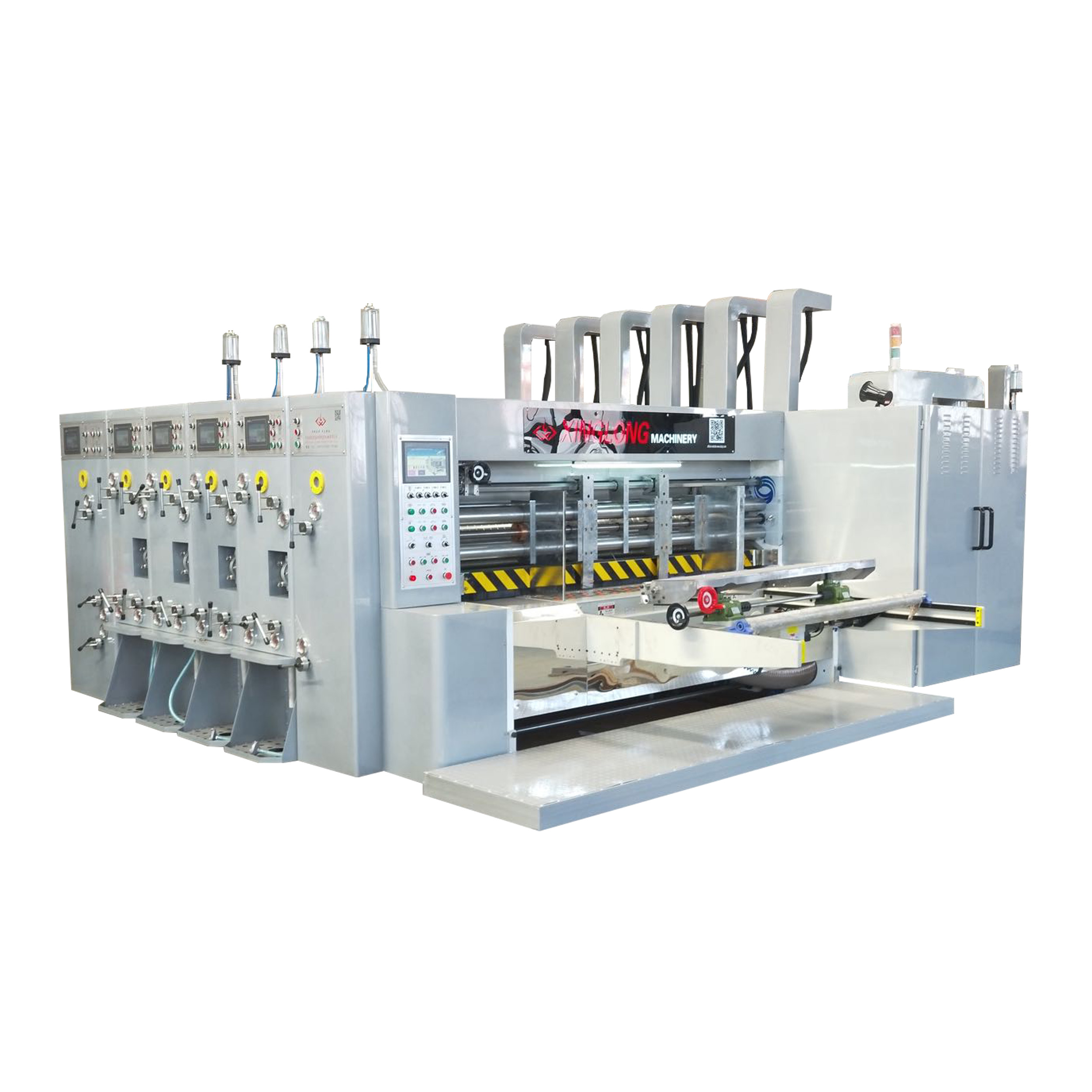 Newest flute corrugation machine six color flexo printer slotter die cutter carton machine