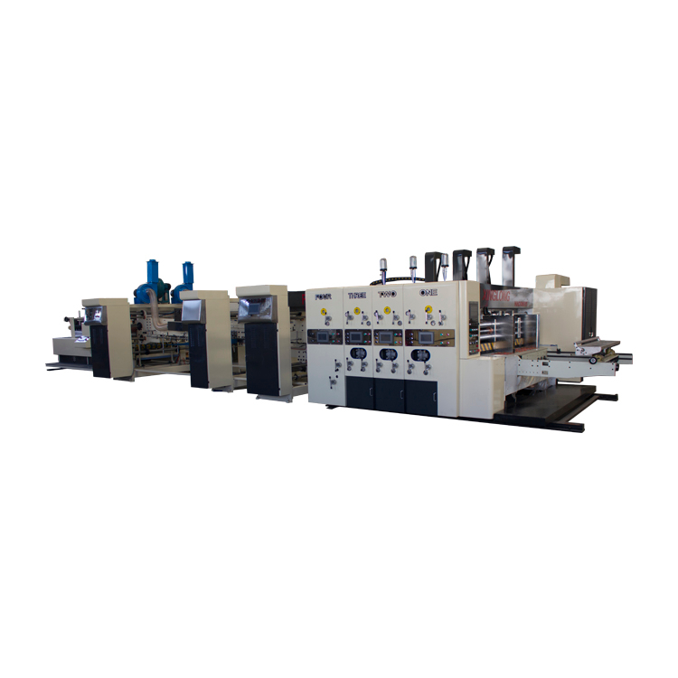 Full Automatic Printing Gluing Strapping Linkage Line Carton Box Making Machinery