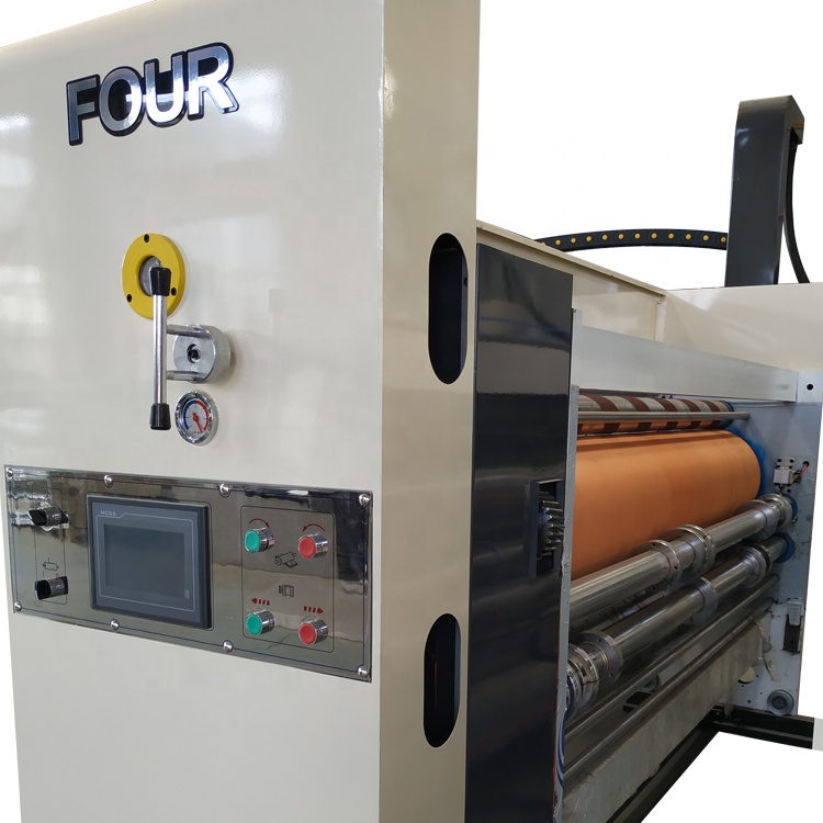Flexo 2 3 4 colors printing slotting die cutting folding gluing strapping sticky line machine