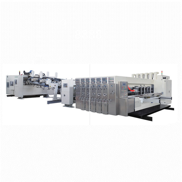 full automatic Flexo Printing die cutting Folder Gluing & Strapping in line carton production line